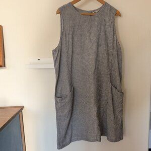 Eileen Fisher Railroad Stripe Chambray Sleeveless Hemp Cotton Dress Women's XL